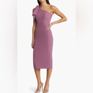 NEW WITH TAGS DRESS THE POPULATION Tiffany One-Shoulder Midi Dress